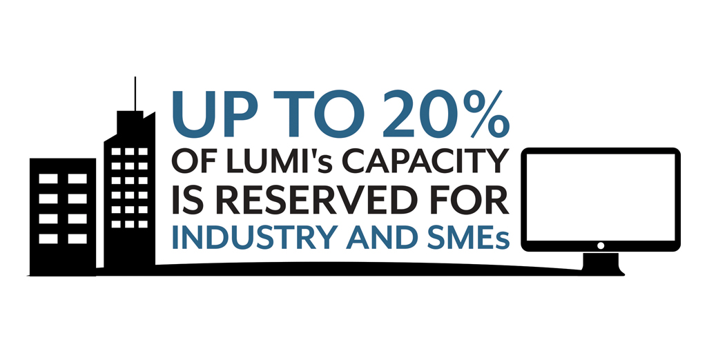 up to 20% of LUMI's capacity is reserved for industry and smes