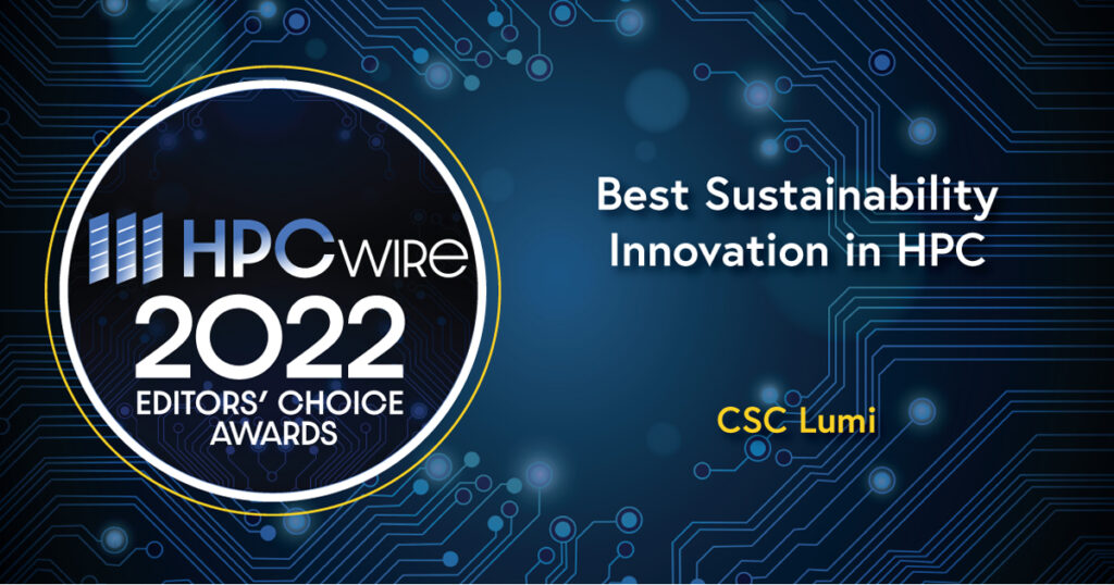 hpcwire awards - best sustainable innovation in hpc 2022 (editors' choice)