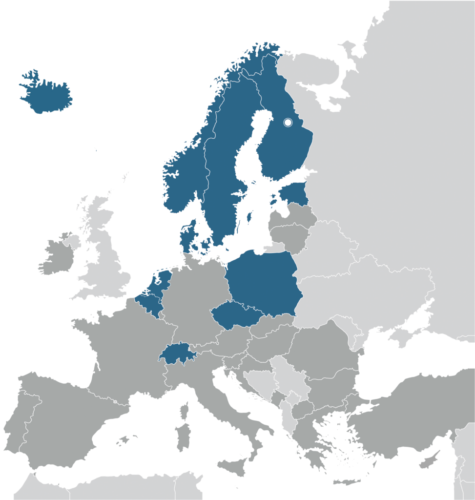 EuroHPC map with LUMI consortium countries and CSC data center in Kajaani, Finland.