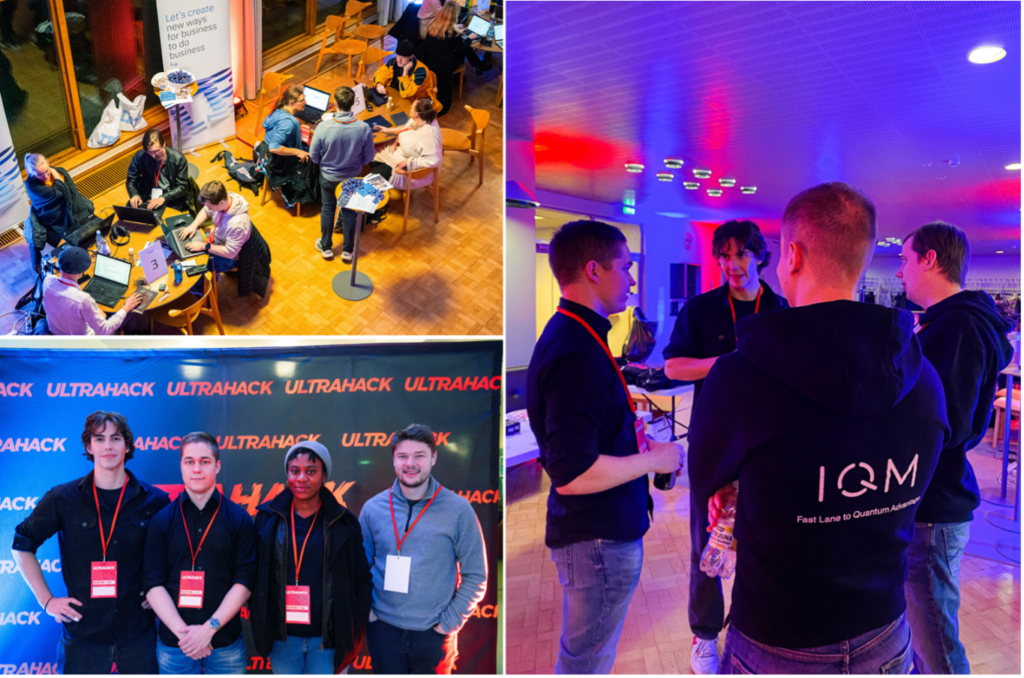 Figure 5: CSC and VTT had teams mentoring at Hanken Quantum Hackathon. Pictured at the bottom left: Nikolas Klemola Tango, Olli Mukkula, Modupe Falodun and Jake Muff. Photos: Aleksi Leskinen