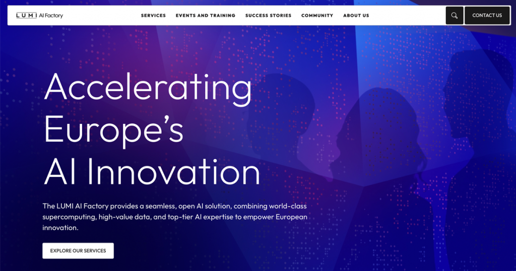 Screencap of the LUMI AI Factory website